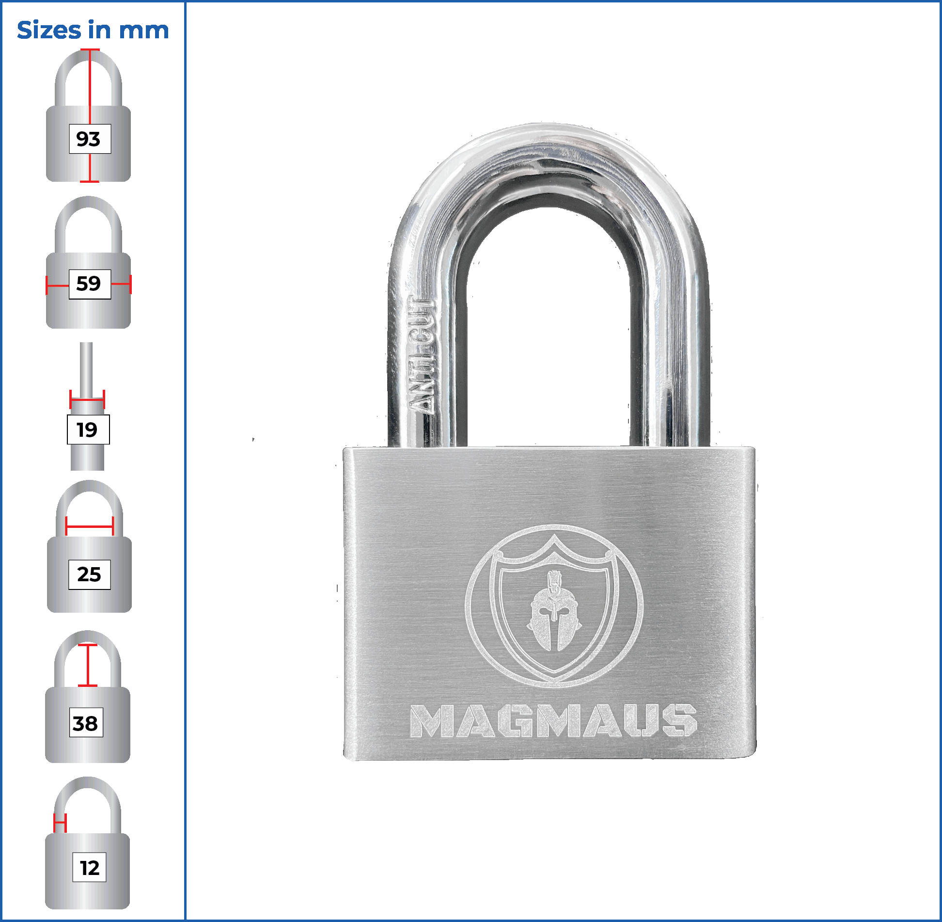 Magmaus® PDL/50 [Ne Rouille Jamais] Cadenas Extérieur Robuste et